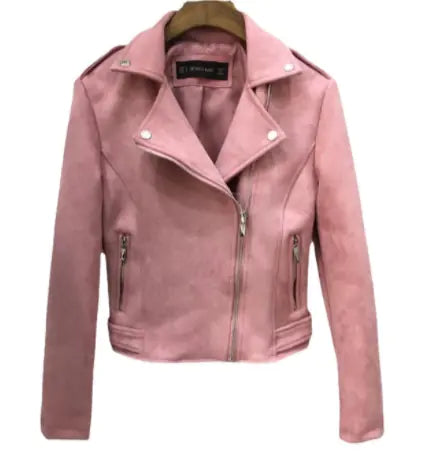 chaqueta de cuero rosa