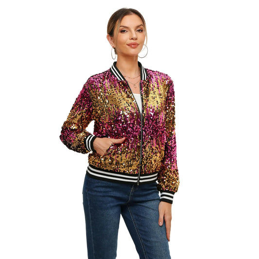 chaqueta de brillo dorada