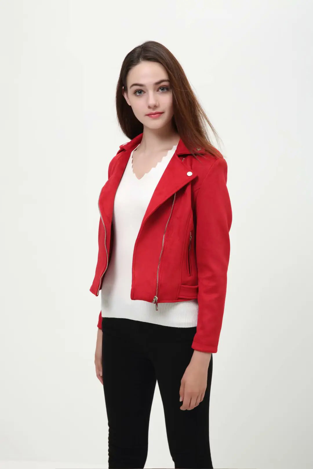 chaqueta de cuero rosa